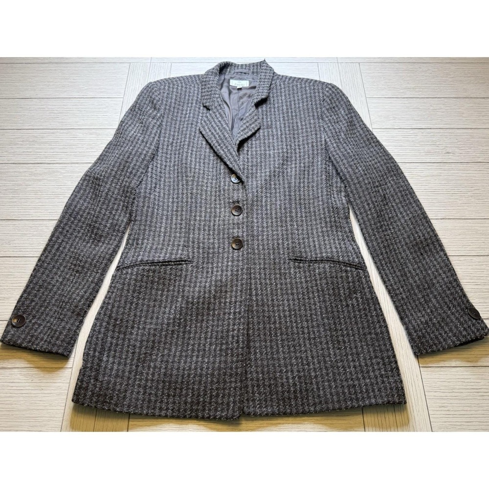 Zanella Women's VTG Wool 3 Button Single Breasted Plaid Italian‎ Blazer Sz 8